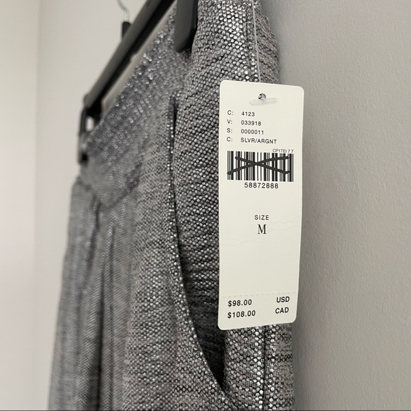 Anthropologie Metallic Silver Pull-on Jogger Pants Dressy or Casual Size M - Picture 5 of 9